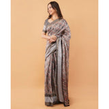 Women's Polyester Printed Saree With Unstitched Blouse 5.5 Mtr (Multicolor)