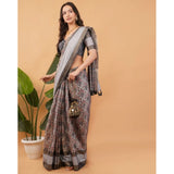 Women's Polyester Printed Saree With Unstitched Blouse 5.5 Mtr (Multicolor)
