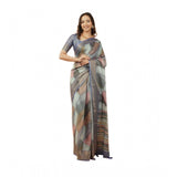 Women's Polyester Printed Saree With Unstitched Blouse 5.5 Mtr (Multicolor)