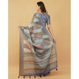 Women's Polyester Printed Saree With Unstitched Blouse 5.5 Mtr (Multicolor)