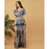 Women's Polyester Printed Saree With Unstitched Blouse 5.5 Mtr (Multicolor)