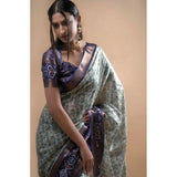 Women's Polyester Printed Saree With Unstitched Blouse 5.5 Mtr (Green)