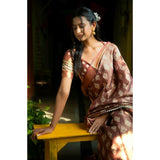 Women's Polyester Printed Saree With Unstitched Blouse 5.5 Mtr (Maroon)