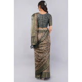 Women's Polyester Printed Ready To Wear Saree With Unstitched Blouse 5.5 Mtr (Grey)