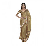 Women's Polyester Printed Saree With Unstitched Blouse 5.5 Mtr (Gold)