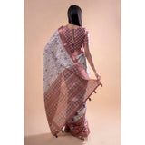 Women's Polyester Printed Saree With Unstitched Blouse 5.5 Mtr (Off-White)
