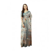 Multicolor polyester printed saree with unstitched blouse (5.5mtr), vibrant Indian fashion accessory