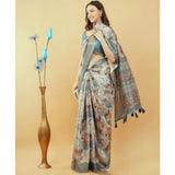 Women's Polyester Printed Saree With Unstitched Blouse 5.5 Mtr (Multicolor)