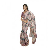 Multicolor printed polyester saree with unstitched blouse (5.5 mtr), vibrant Indian traditional wear on mannequin