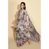 Women's Polyester Printed Saree With Unstitched Blouse 5.5 Mtr (Multicolor)