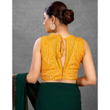 Mustard Rayon Cotton Bandhani Printed Halter Neck Blouse (alterable up to size 42)