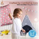 Pink soft plush printed baby pillow for kids age 1-5 years