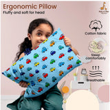 Sky blue soft plush printed baby pillow for kids age 1-5 years, rectangular bed pillow for comfort and design