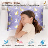 Purple soft plush printed baby bed pillow for kids aged 1-5 years, rectangular shape