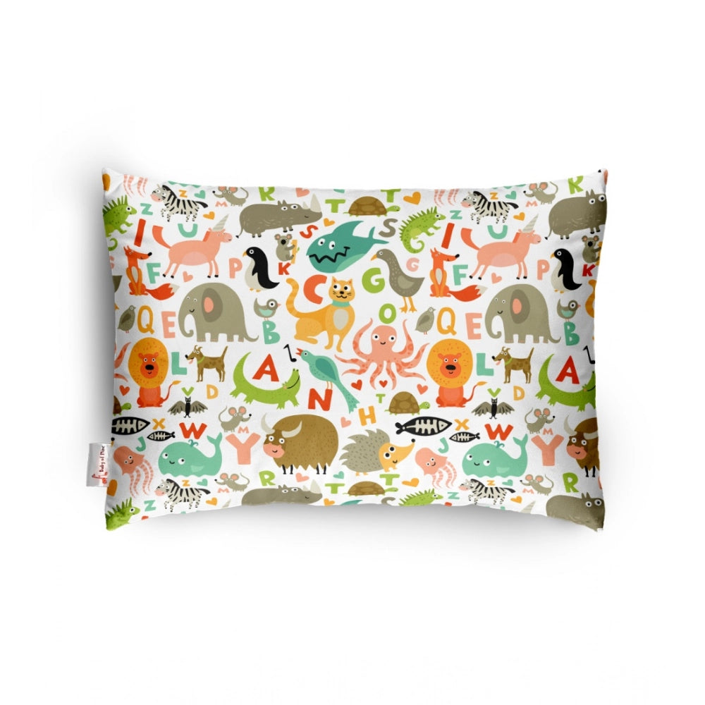 Multicolor soft plush printed baby pillow for kids age 1-5 years, rectangular bed pillow with vibrant design