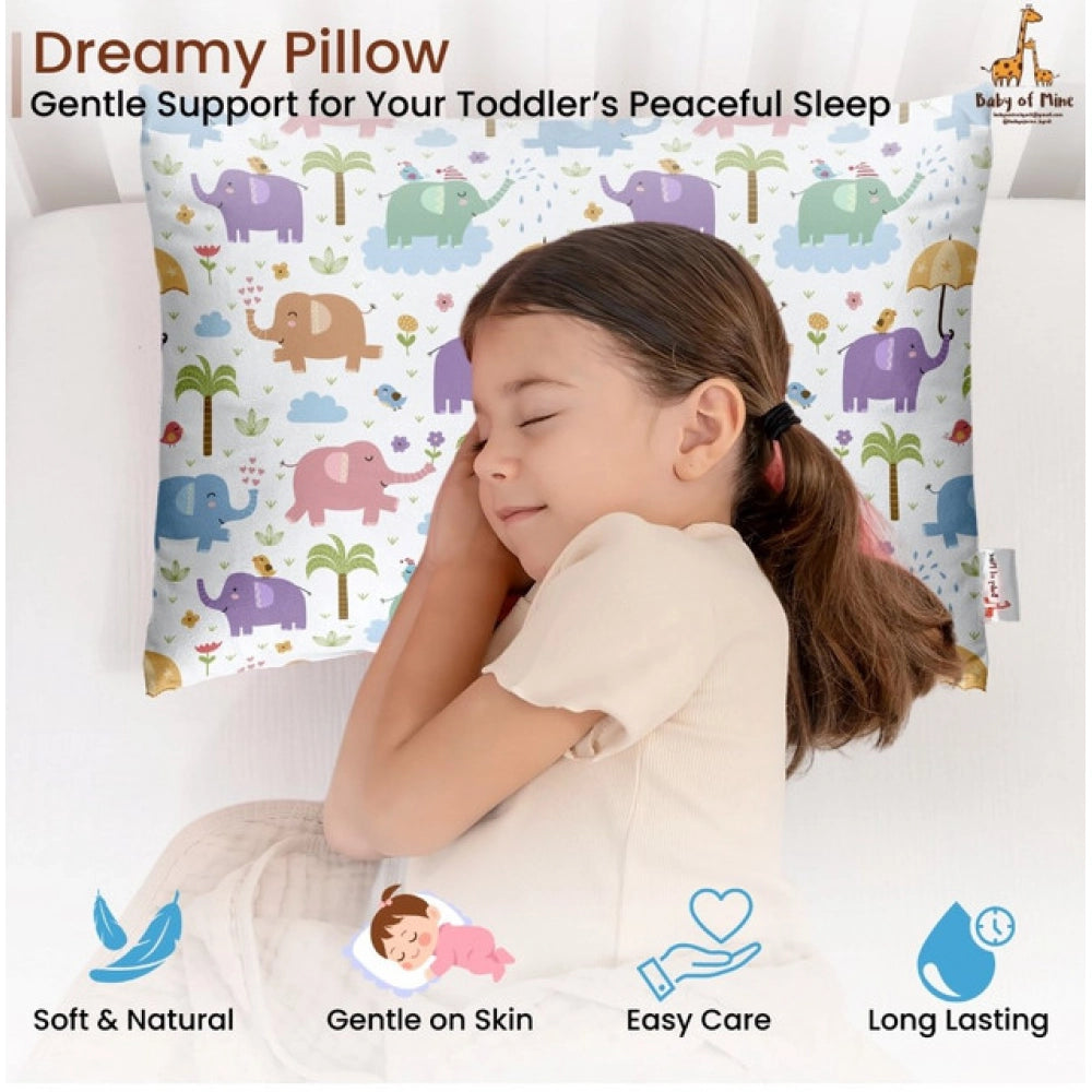Multicolor soft plush printed baby pillow for kids aged 1-5 years, perfect for a cozy sleep environment