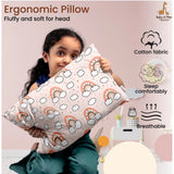 Peach soft plush printed baby pillow for kids age 1-5 years, rectangular bed pillow for comfort and style