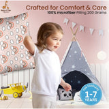 Peach soft plush printed baby pillow for kids age 1-5 years, rectangular bed pillow for infants
