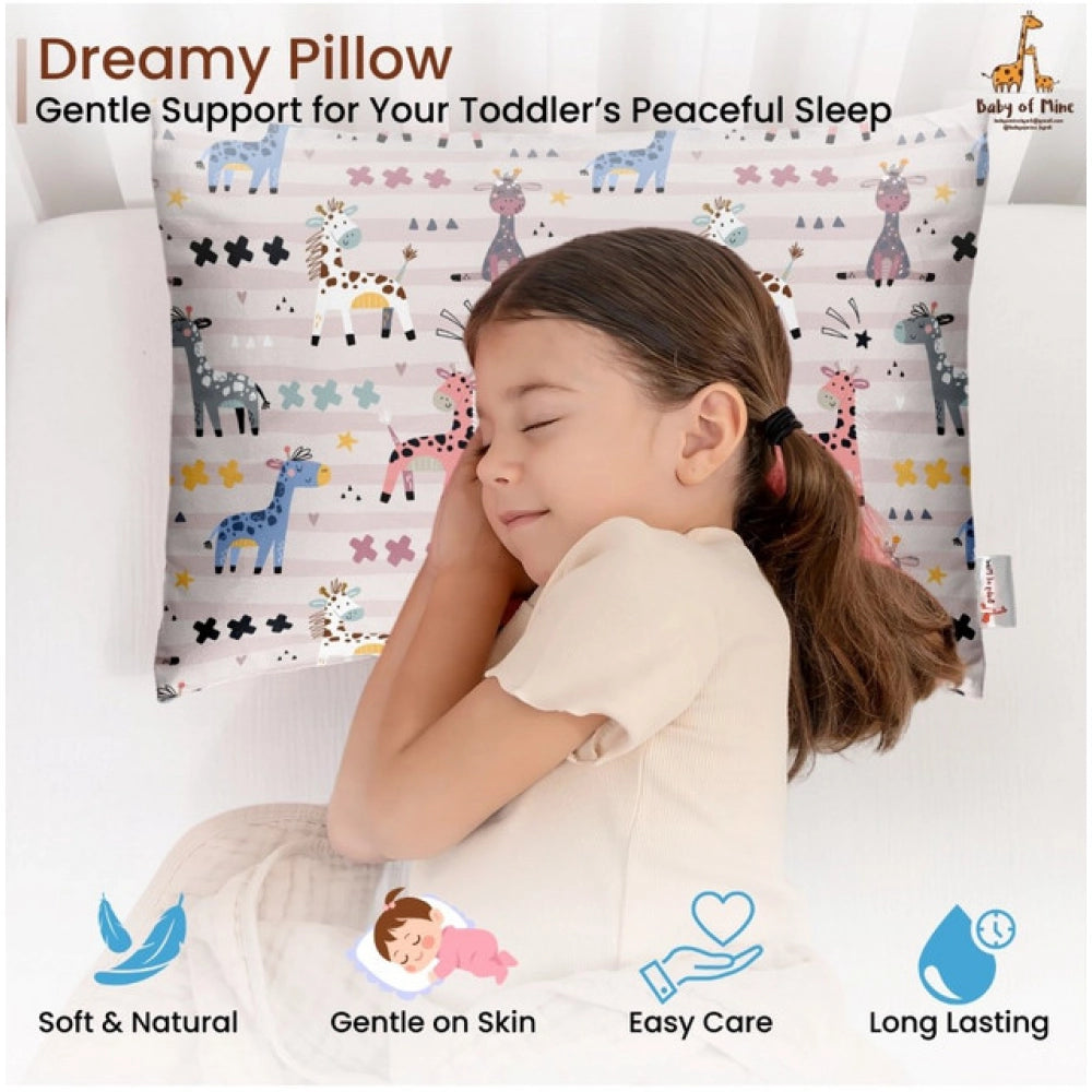 Multicolor soft plush printed baby pillow for kids age 1-5 years, rectangular bed pillow with vibrant patterns