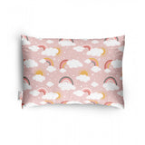 Soft plush printed pink baby pillow for kids aged 1-5 years, rectangular bed pillow design for infants