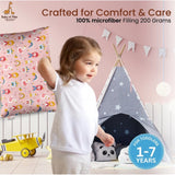 Soft pink plush printed baby pillow for kids aged 1-5 years, rectangular bed pillow design