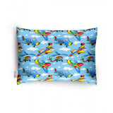Blue soft plush printed baby pillow for kids age 1-5 years, ideal for bedtime comfort