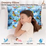Blue soft plush printed baby pillow for kids age 1-5 years (rectangular bed pillow)