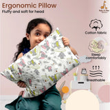 Off-white soft plush printed baby pillow for kids age 1-5 years, ideal for bedtime comfort