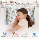 Off-white soft plush printed baby pillow for kids age 1-5 years, rectangular bed pillow for toddlers