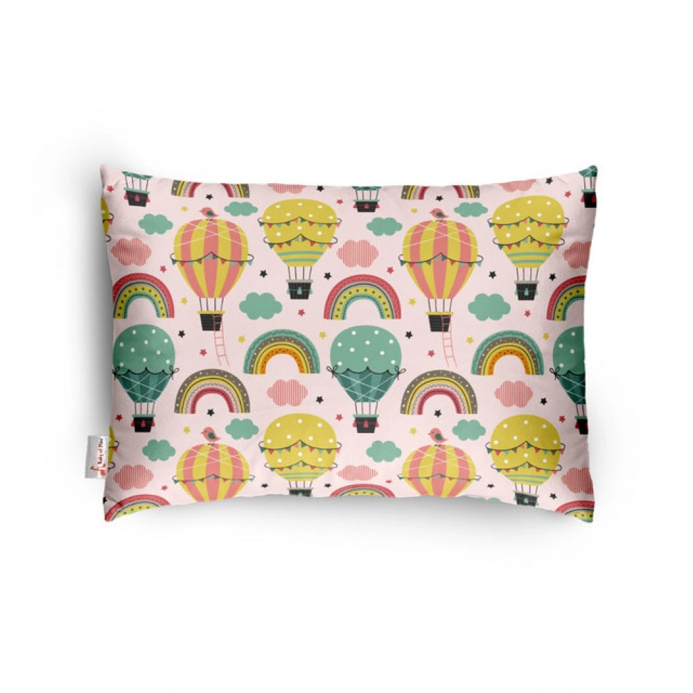 Soft plush printed baby pillow for kids aged 1-5 years, multicolor design on rectangular bed pillow