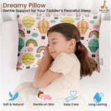 Soft plush printed baby pillow for kids aged 1-5 years (multicolor), featuring a rectangular bed pillow with vibrant patterns, perfect for comfort and play