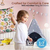 Multicolor soft plush printed baby pillow for ages 1-5 years, ideal for kid's bed