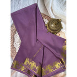 Women's Crepe Chit Pallu Solid Saree With Unstitched Blouse 5.5Mtr (Lavender)