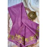 Women's Crepe Chit Pallu Solid Saree With Unstitched Blouse 5.5Mtr (Pink)