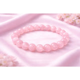 Natural Crystal 8mm Rose Quartz Bracelet (Light Pink)
