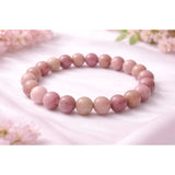 Natural Crystal 8mm Rhodonite Bracelet (Light Purple)