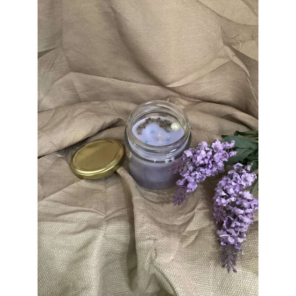 Soy wax and beeswax blend candles (2 pack), satin purple container candles with lavender fragrance