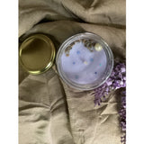 Satin purple soy wax & beeswax blend container candles (2 pack), round glass design with lavender scent