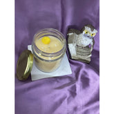 Peach glass container candles with soy wax and beeswax blend (130ml), sandalwood scent