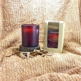 Natural white soy & beeswax blend container candle (160ml), round glass design, cinnamon-scented