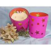 Soy and beeswax blend candles in glass round containers (160ml), natural white citrus scent container candle