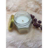 Natural white soy & beeswax blend container candle (Pack of 1), round glass design with pink lotus fragrance