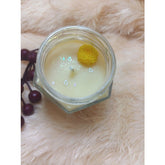 Soy and beeswax blend peach container candles (80ml), round glass design, sandalwood fragrance