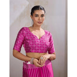 Women's Satin Crepe Printed Saree With Unstitched Blouse 5.5Mtr (Pink)