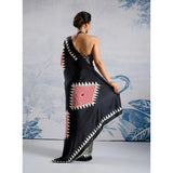 Women's Satin Crepe Printed Saree With Unstitched Blouse 5.5Mtr (Black)