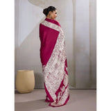 Women's Satin Crepe Printed Saree With Unstitched Blouse 5.5Mtr (Maroon)