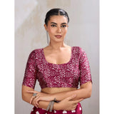 Women's Satin Crepe Printed Saree With Unstitched Blouse 5.5Mtr (Maroon)