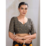 Women's Satin Crepe Printed Saree With Unstitched Blouse 5.5Mtr (Mustard)