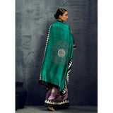 Women's Satin Crepe Printed Saree With Unstitched Blouse 5.5Mtr (Multicolor)