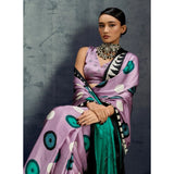 Women's Satin Crepe Printed Saree With Unstitched Blouse 5.5Mtr (Multicolor)